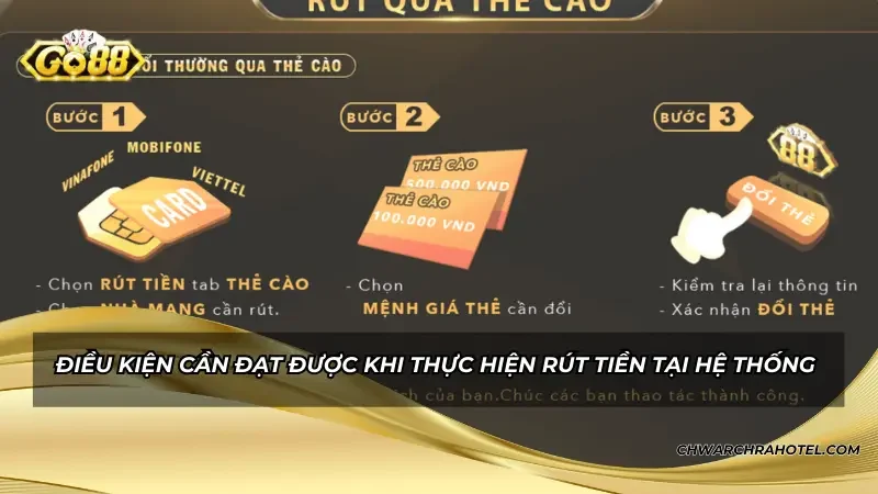 Điều kiện cần đạt được khi thực hiện rút tiền tại hệ thống
